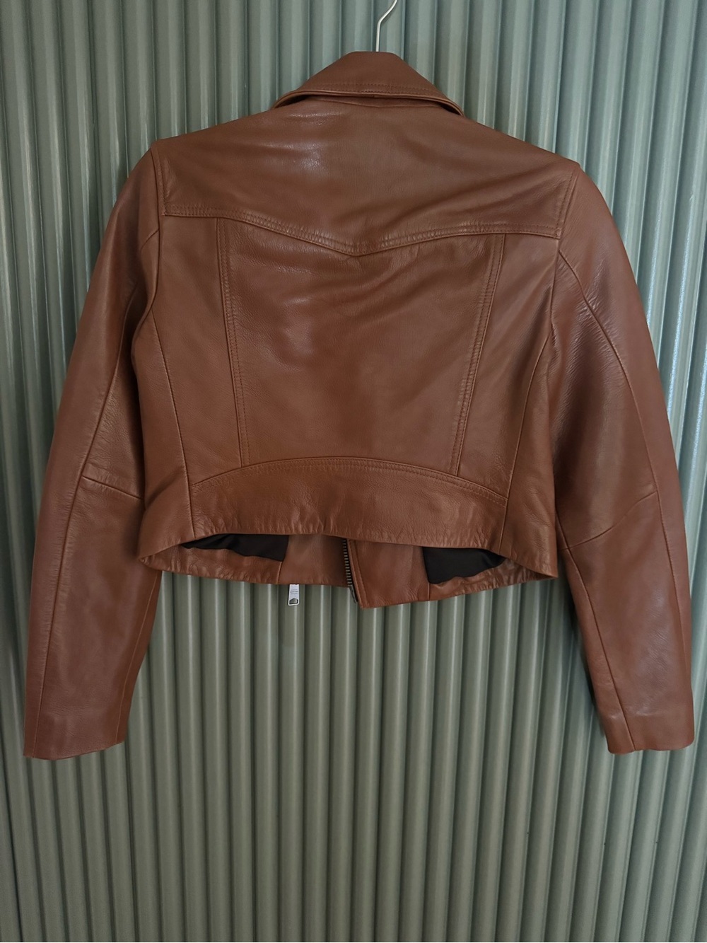 Allsaints Women’s Brown Cropped Leather Biker Jacket - Picture 2 of 9